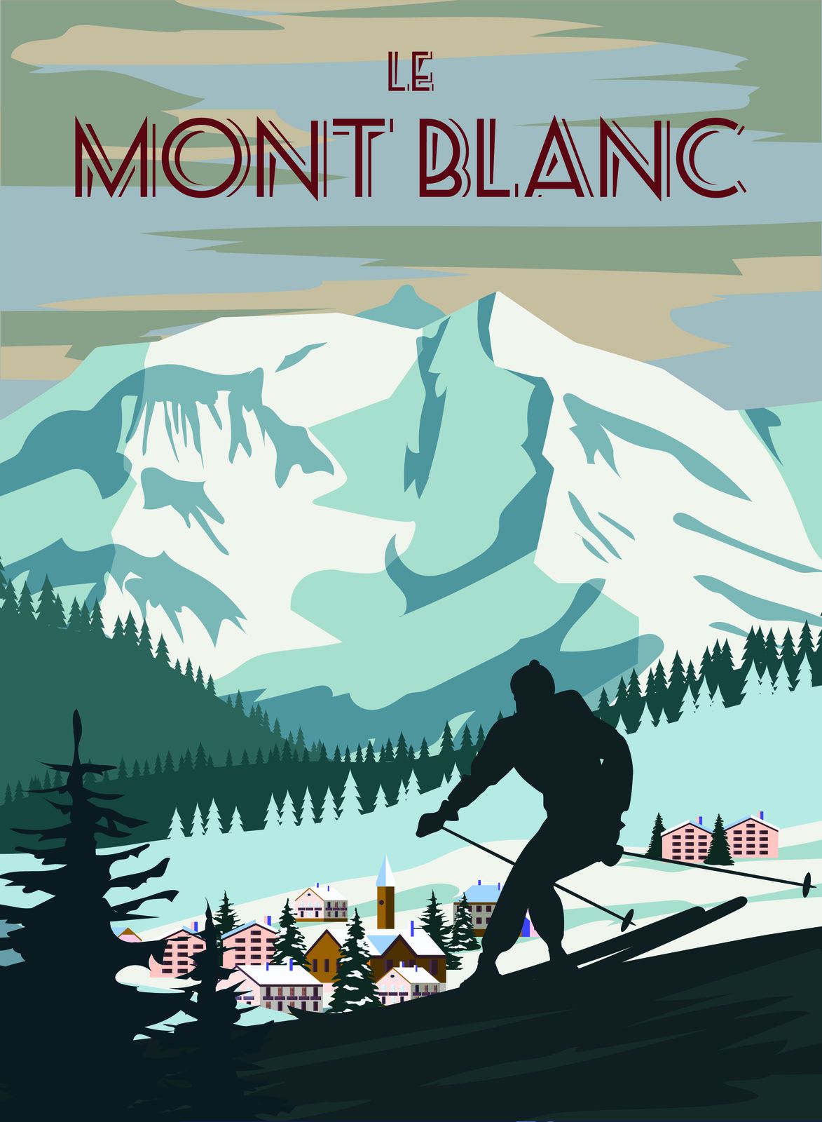 Affiche de ski Le Mont Blanc