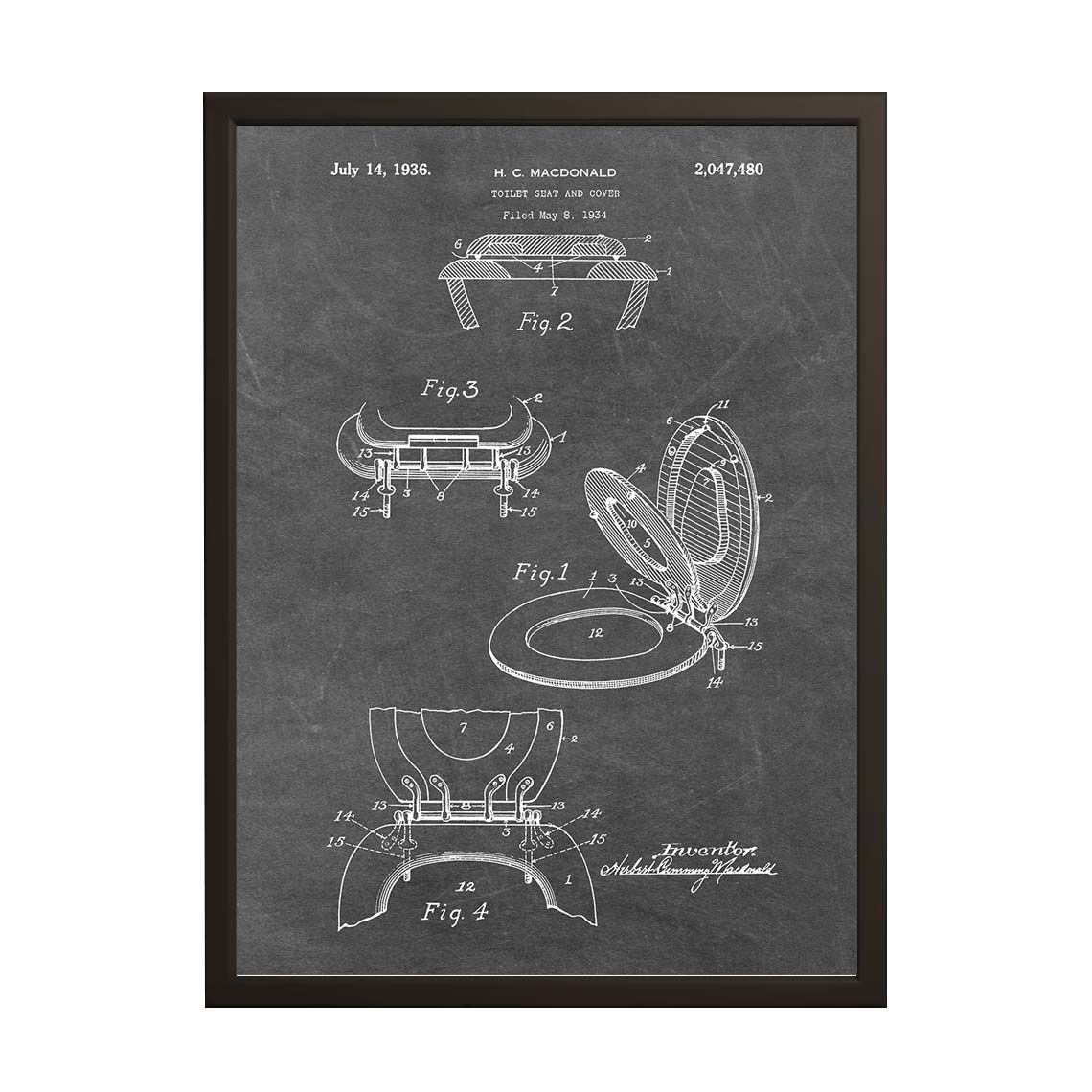 Affiche de dessin de brevet - Siège de toilette