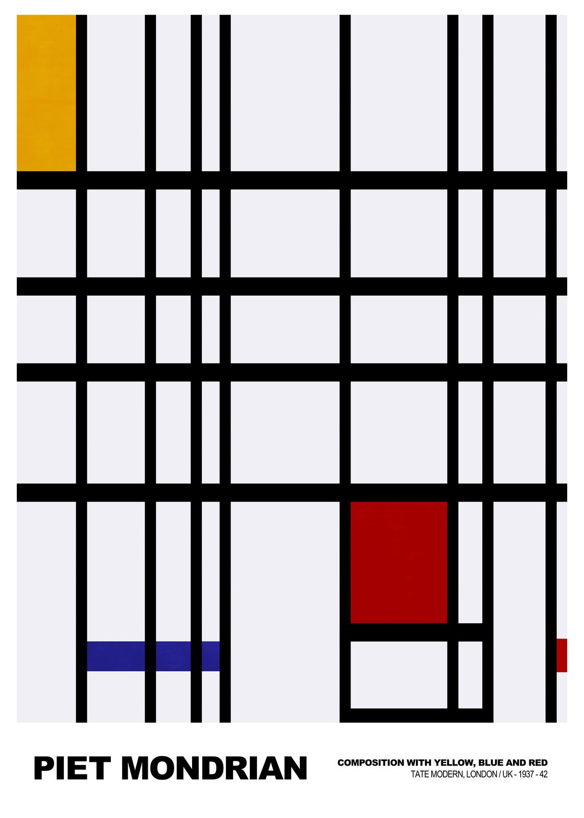 Affiche - Composition avec Jaune, Bleu et Rouge