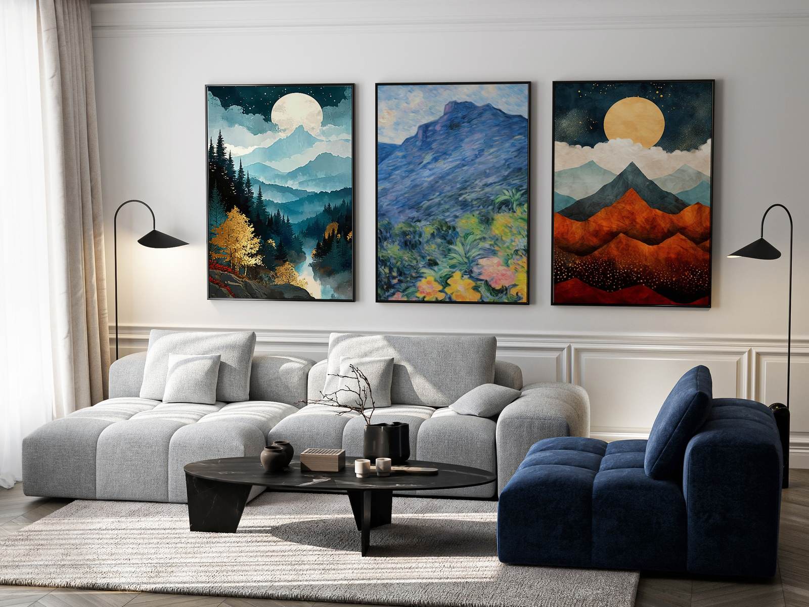 Affiche - Paysage de Montagne / Ensemble de 3