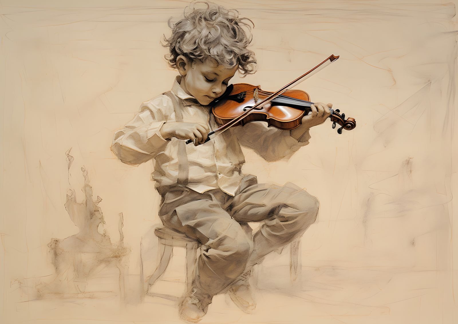 Affiche - Enfant jouant du violon