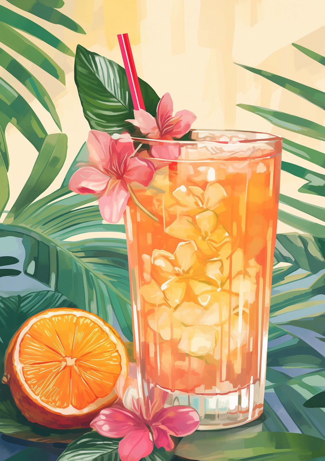 Affiche - Boisson Tropicale avec Orange