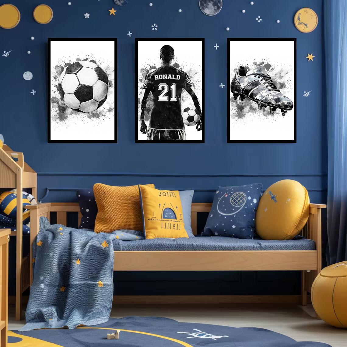 Affiche personnalisée - Art du foot / Ensemble de 3
