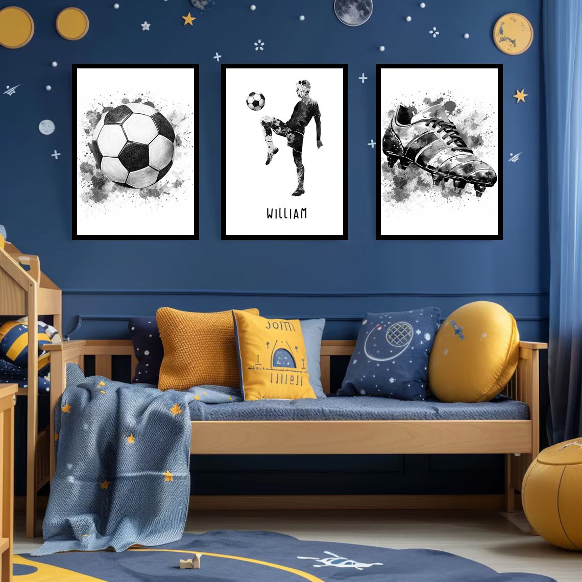 Affiche personnalisée - Art football / Ensemble de 3