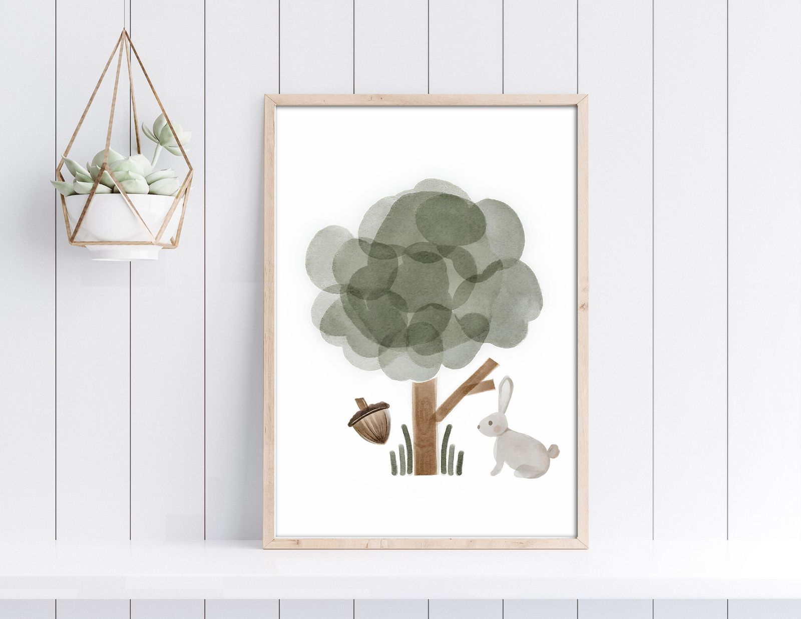 Poster Arbre et Lapin