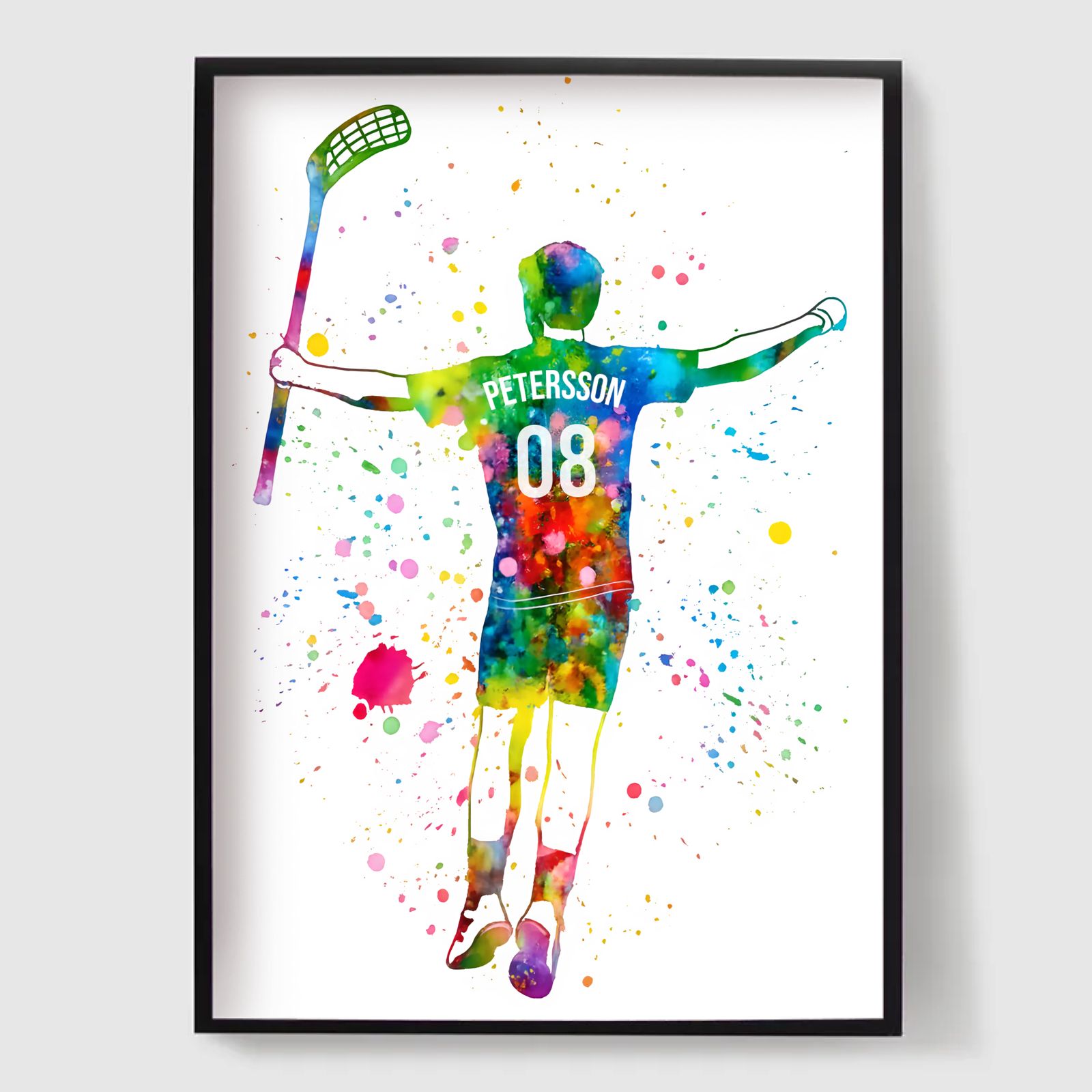 Affiche Personnalisée - Garçon de Floorball Aquarelle