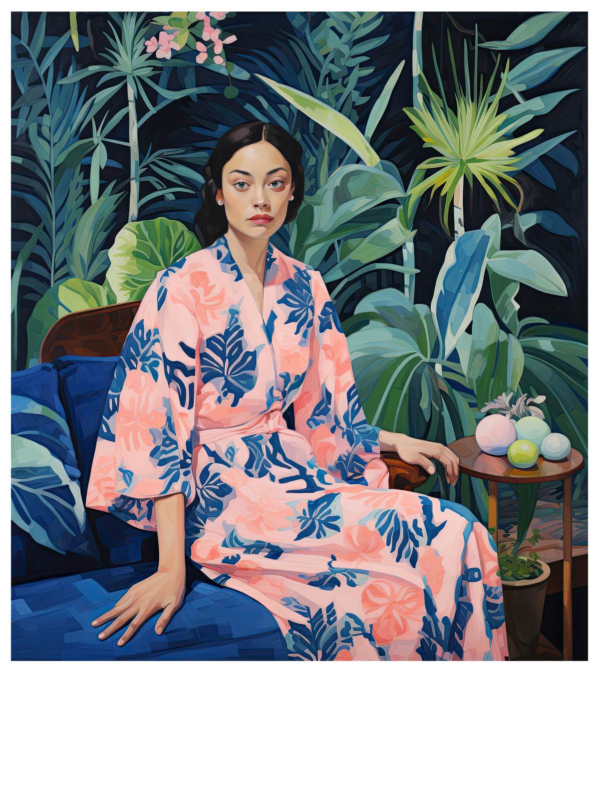 Affiche - Femme dans un jardin tropical