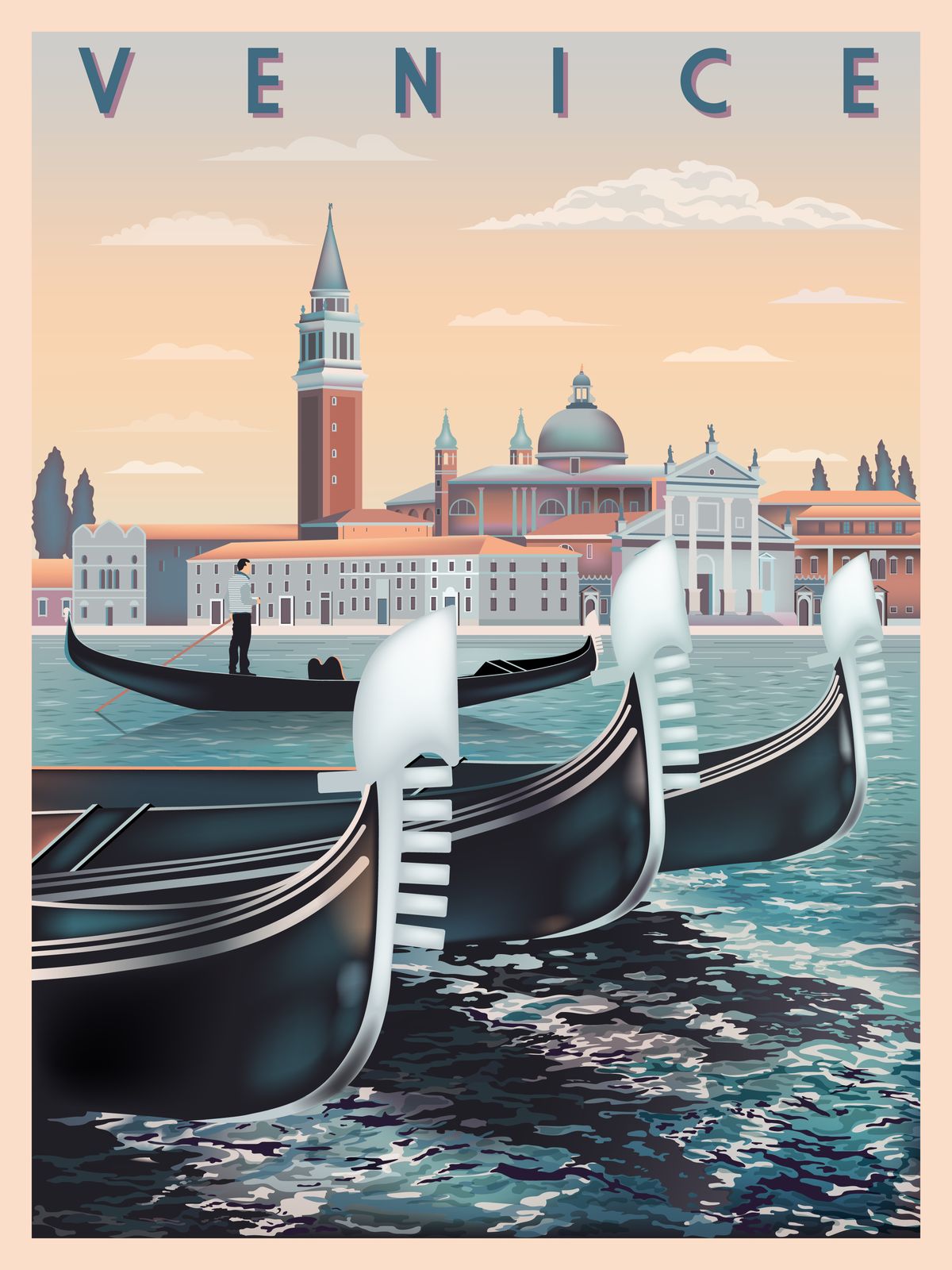 Affiche Murale de Gondoles de Venise
