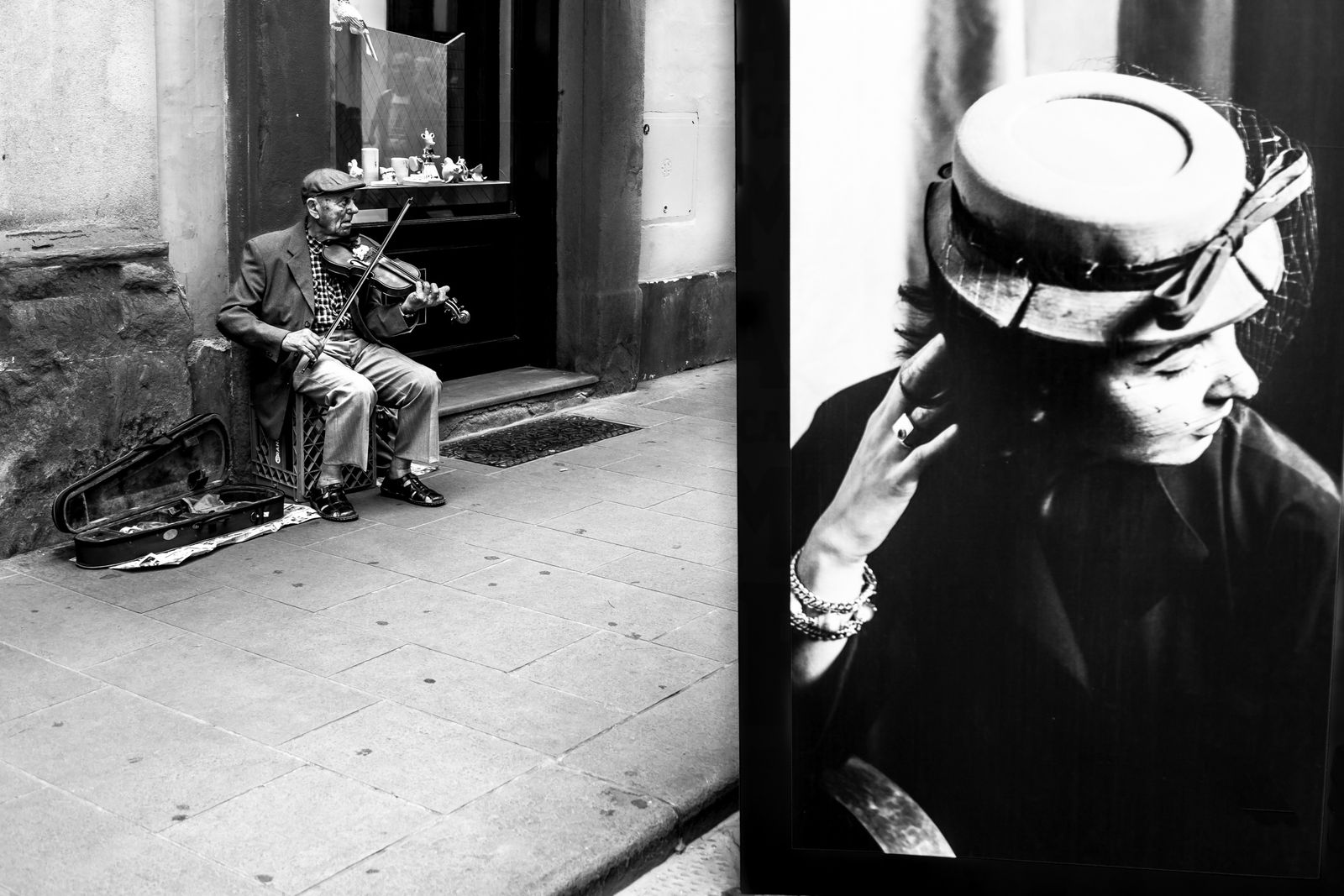 Affiche - Musicien de Rue Noir et Blanc