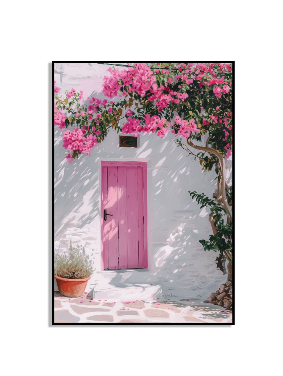 Affiche de porte rose dans le jardin