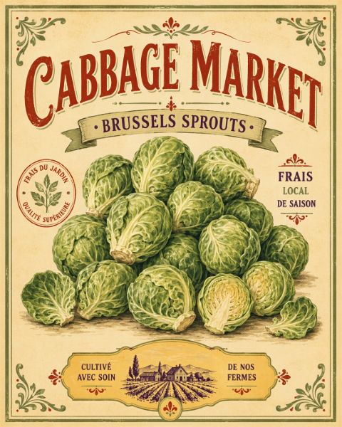 Affiche - Marché aux choux choux de Bruxelles