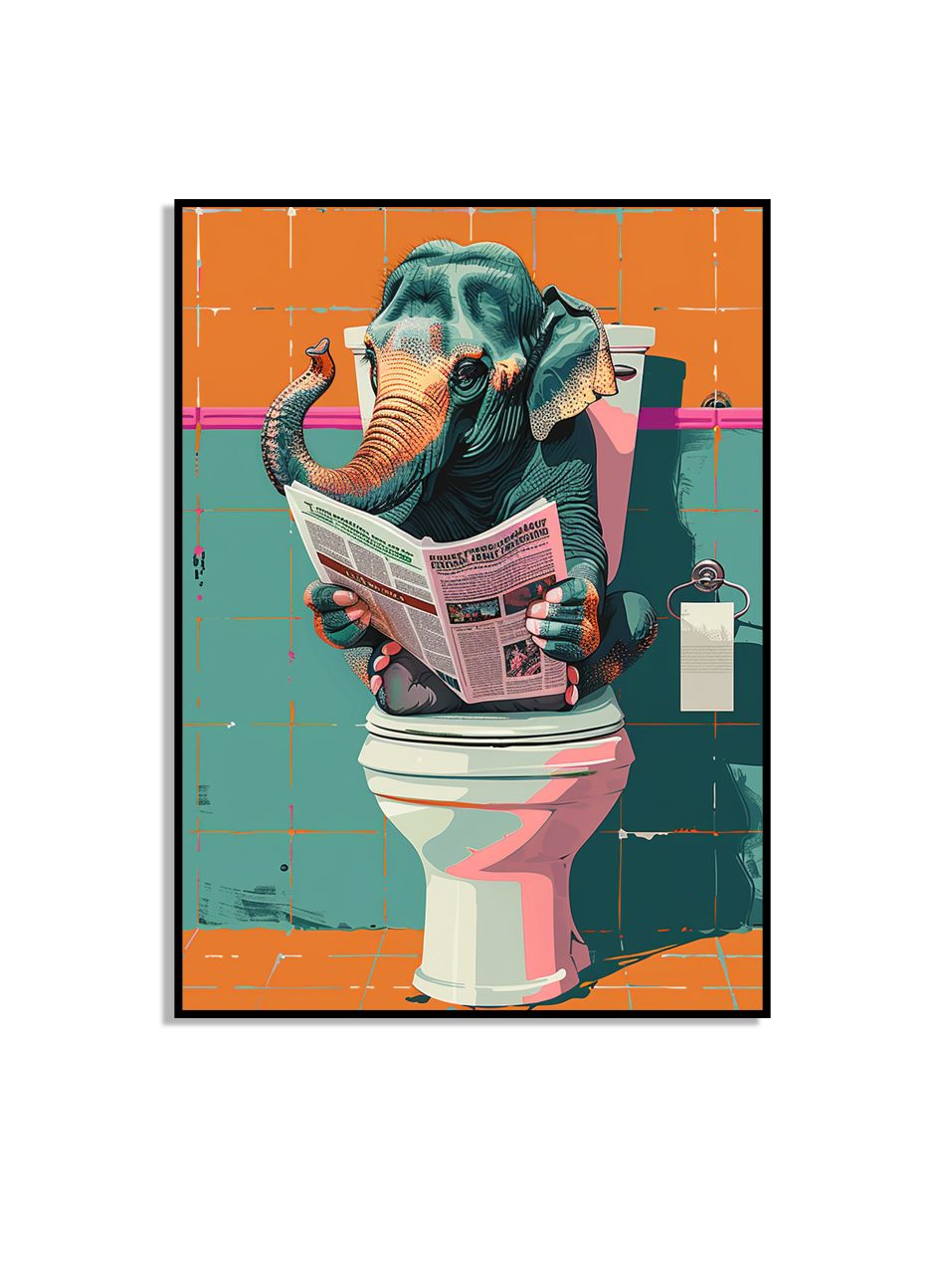 Affiche Éléphant Coloré Lisant