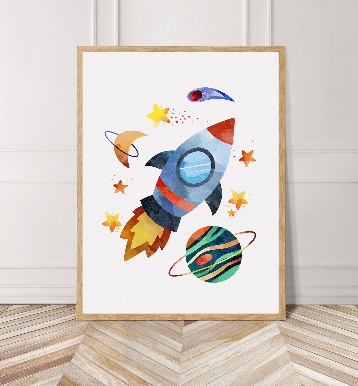 Affiche Fusée et Planètes