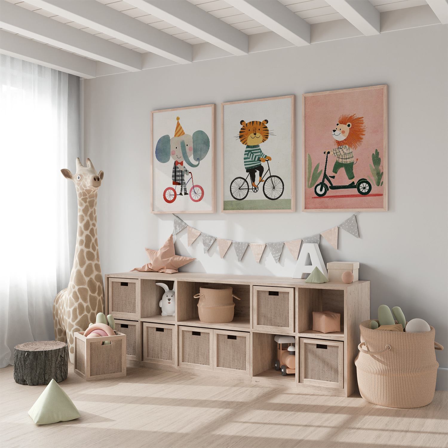 Poster - Animaux sur roues / Ensemble de 3