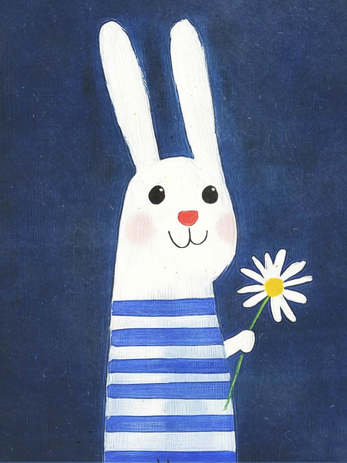 Poster - Lapin avec Fleur