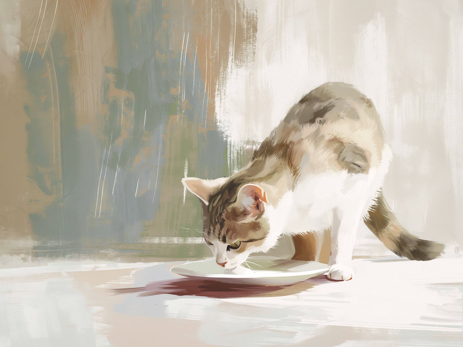 Affiche - Chat buvant de l'eau