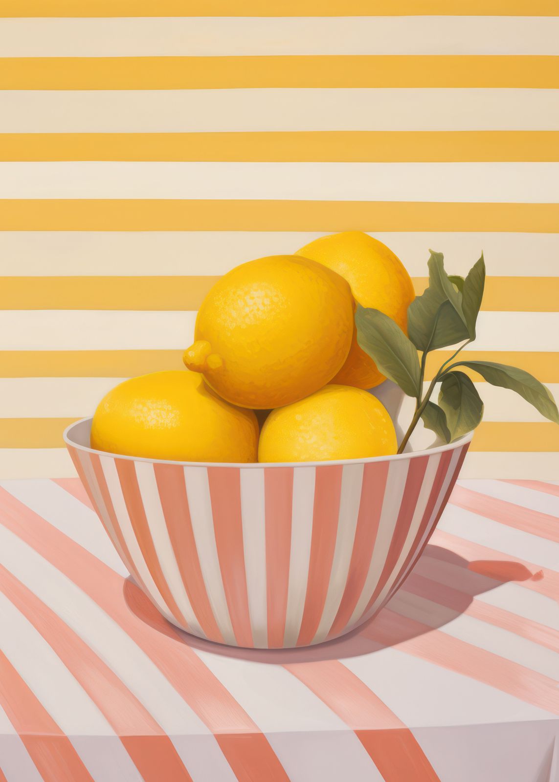 Affiche - Citrons dans un Bol Rayé