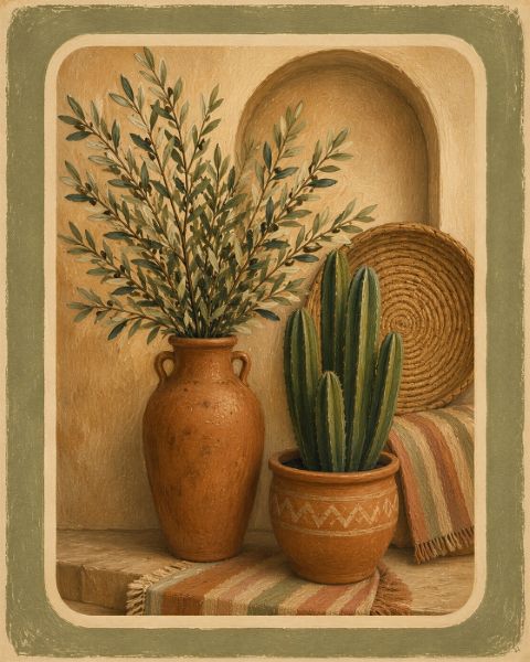 Affiche - Vase Rustique et Cactus