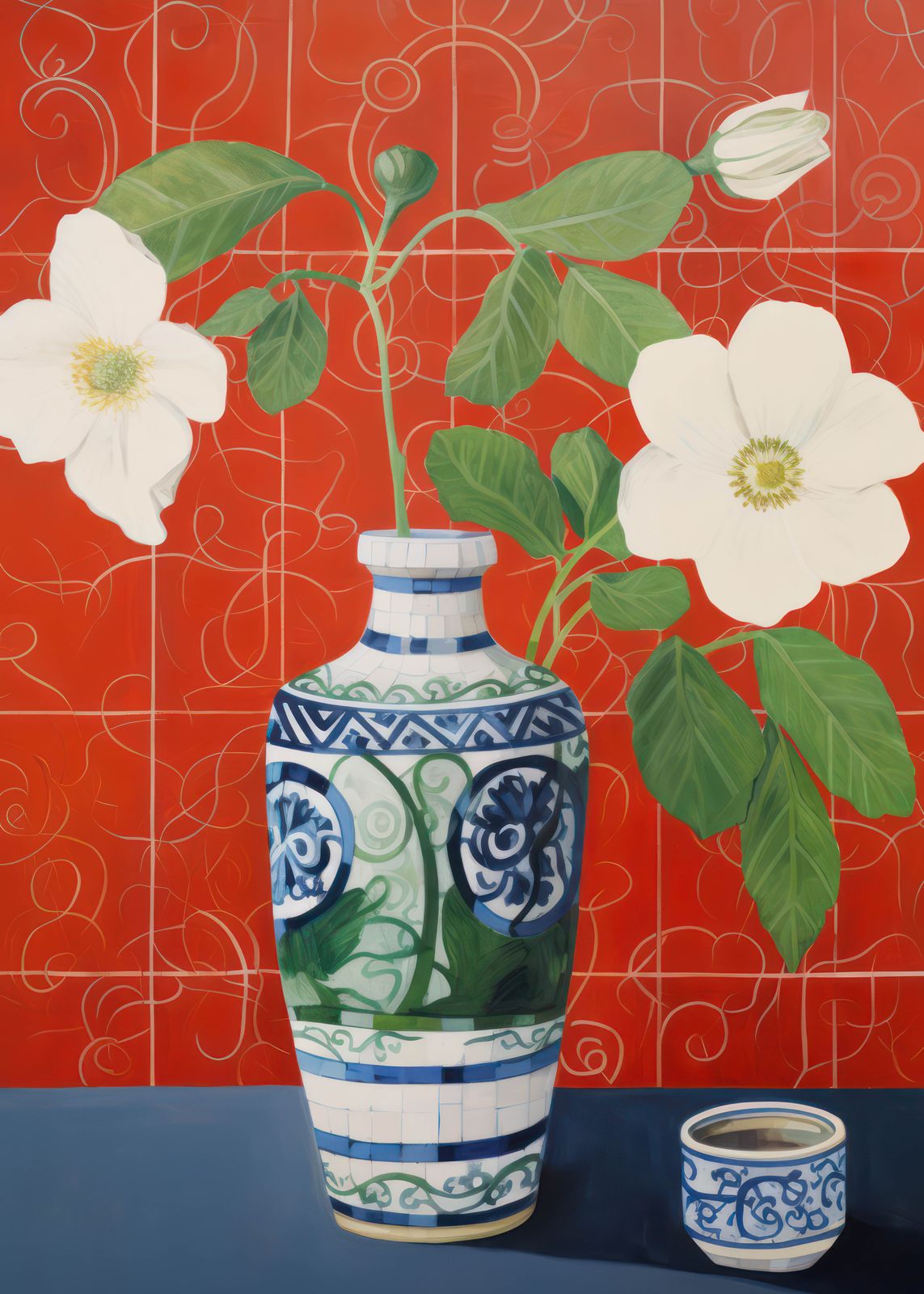Affiche - Vase Oriental avec Fleurs