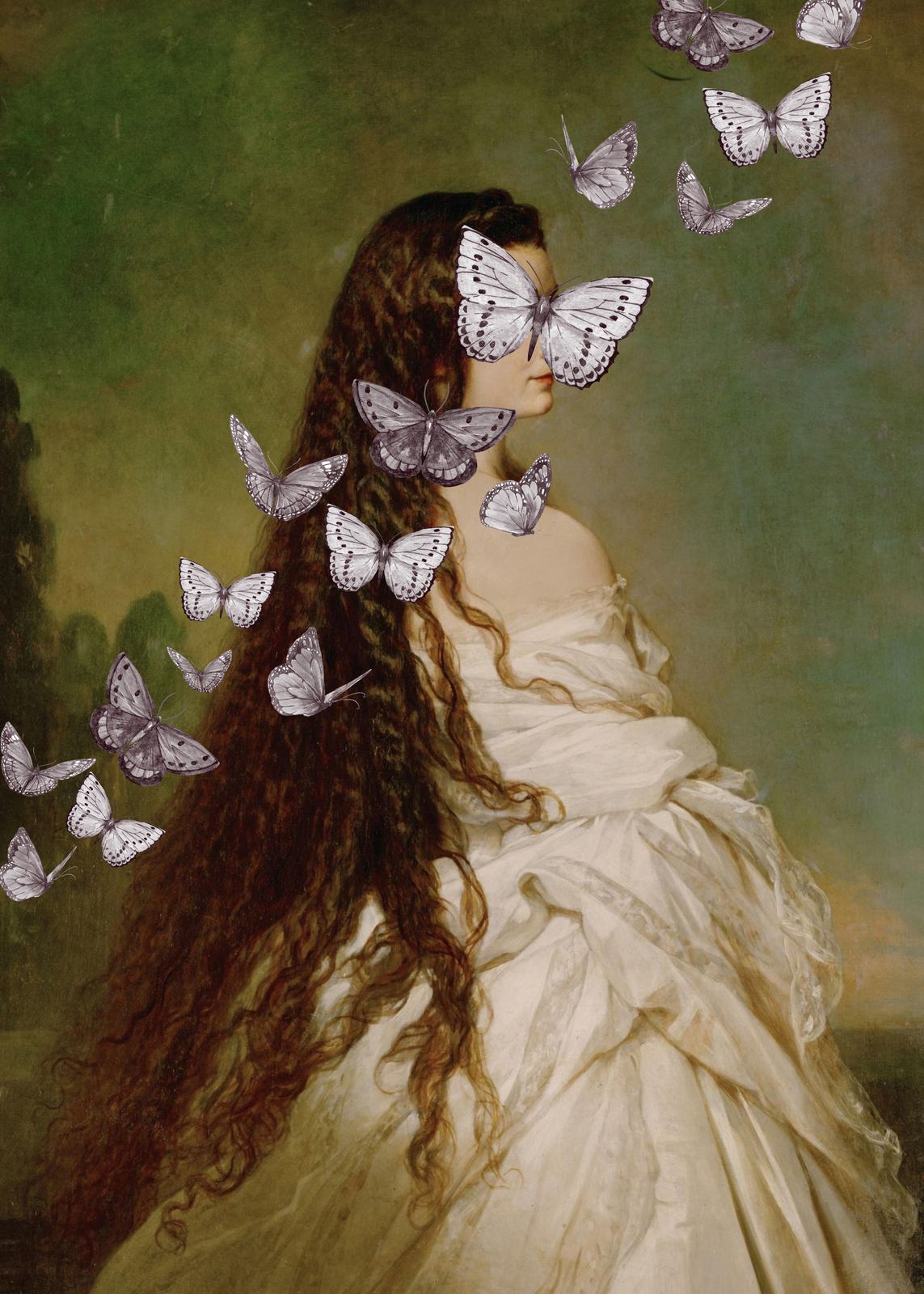 Affiche - Dame aux papillons