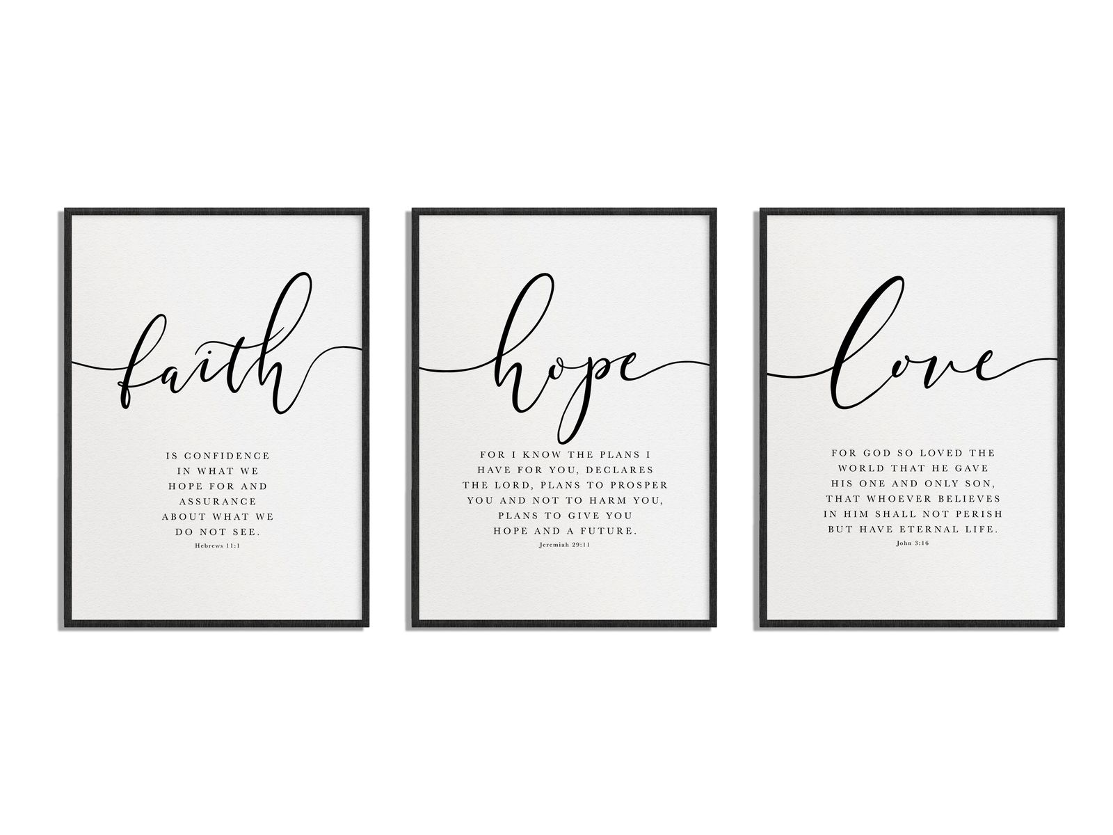 Faith Hope Love Ensemble de Posters - Ensemble de 3