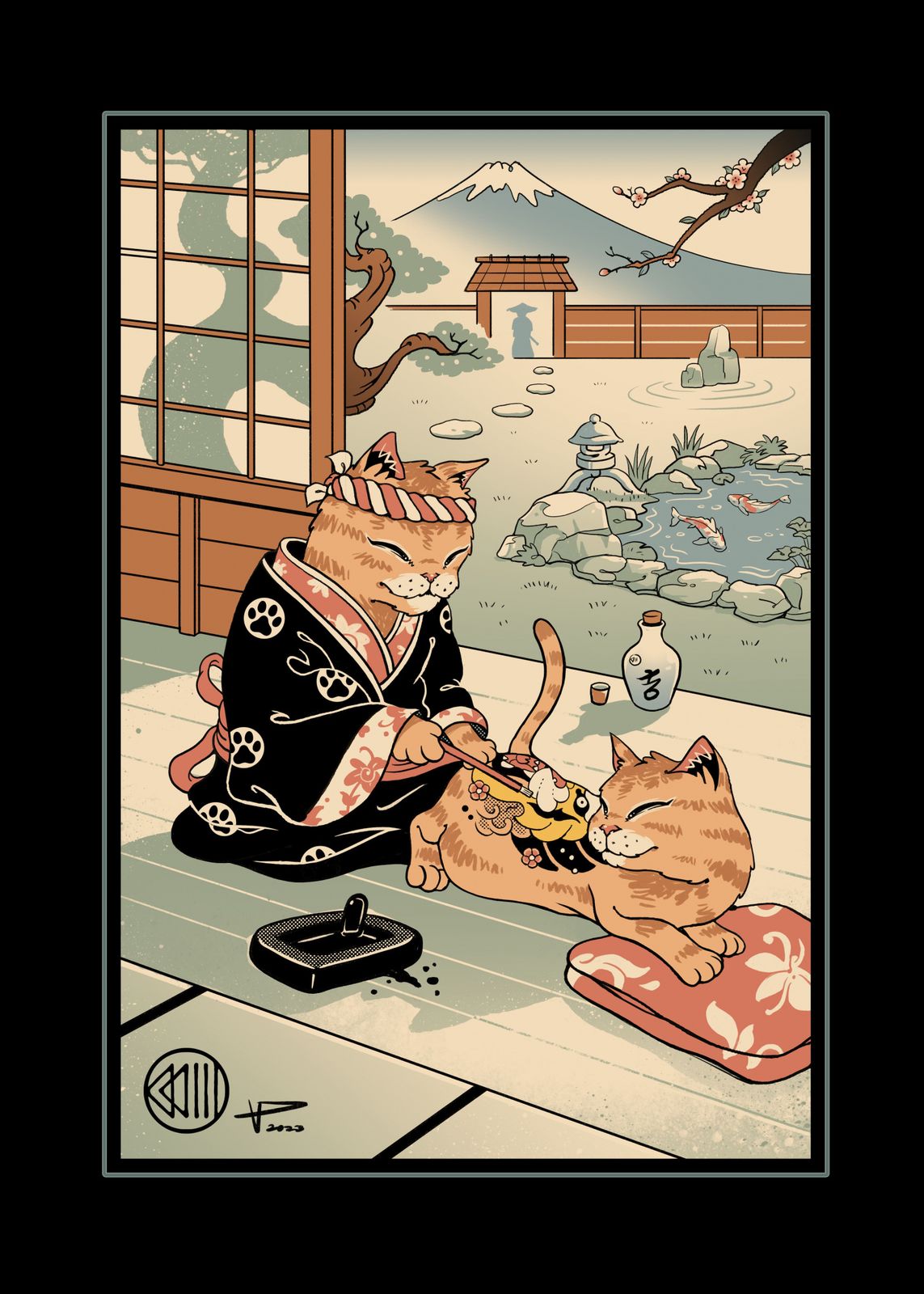 Affiche - Art du Kimono de Chat