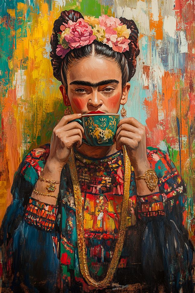 Affiche - Frida Kahlo avec Tasse