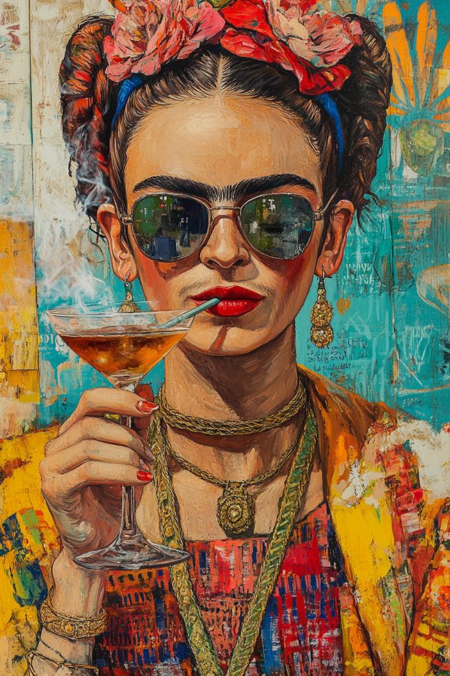 Affiche - Portrait Vibrant de Frida Kahlo