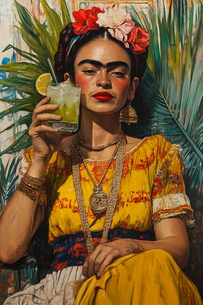 Affiche - Frida Kahlo avec boisson
