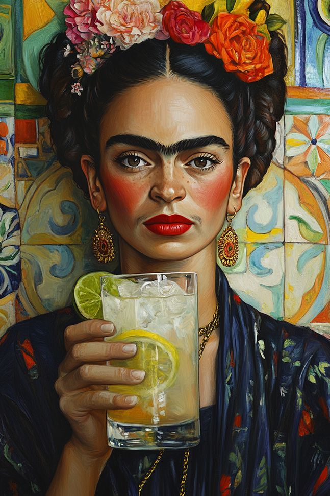 Affiche - Frida Kahlo avec Boisson
