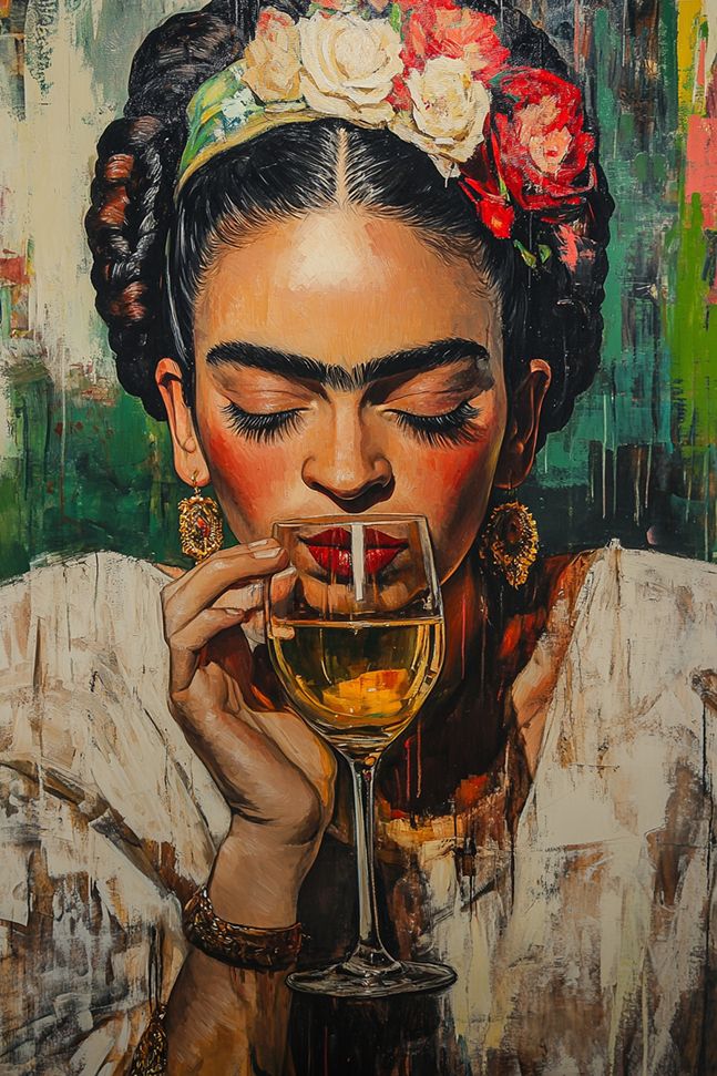 Affiche - Frida Kahlo avec Vin