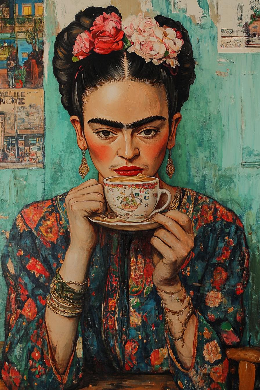 Affiche - Frida Kahlo avec thé