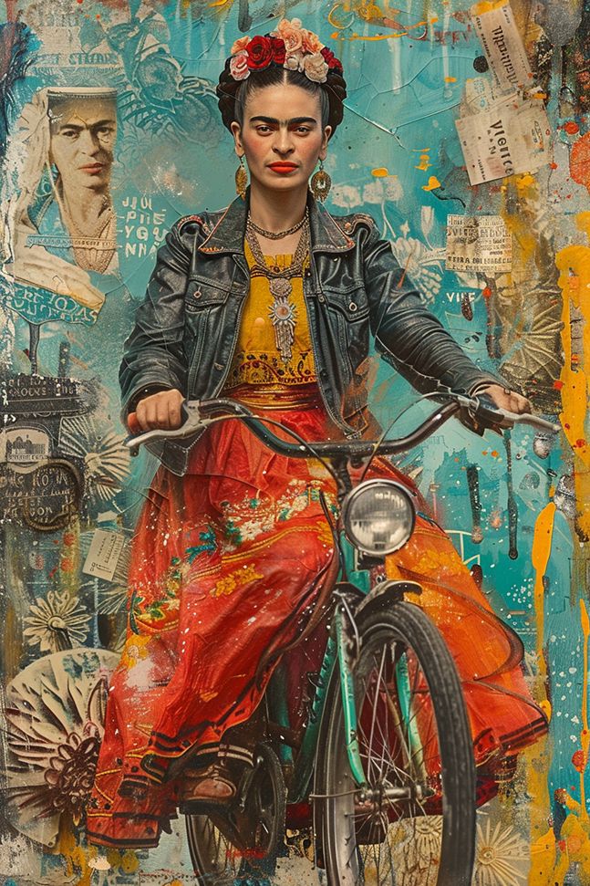 Poster - Frida Kahlo à vélo