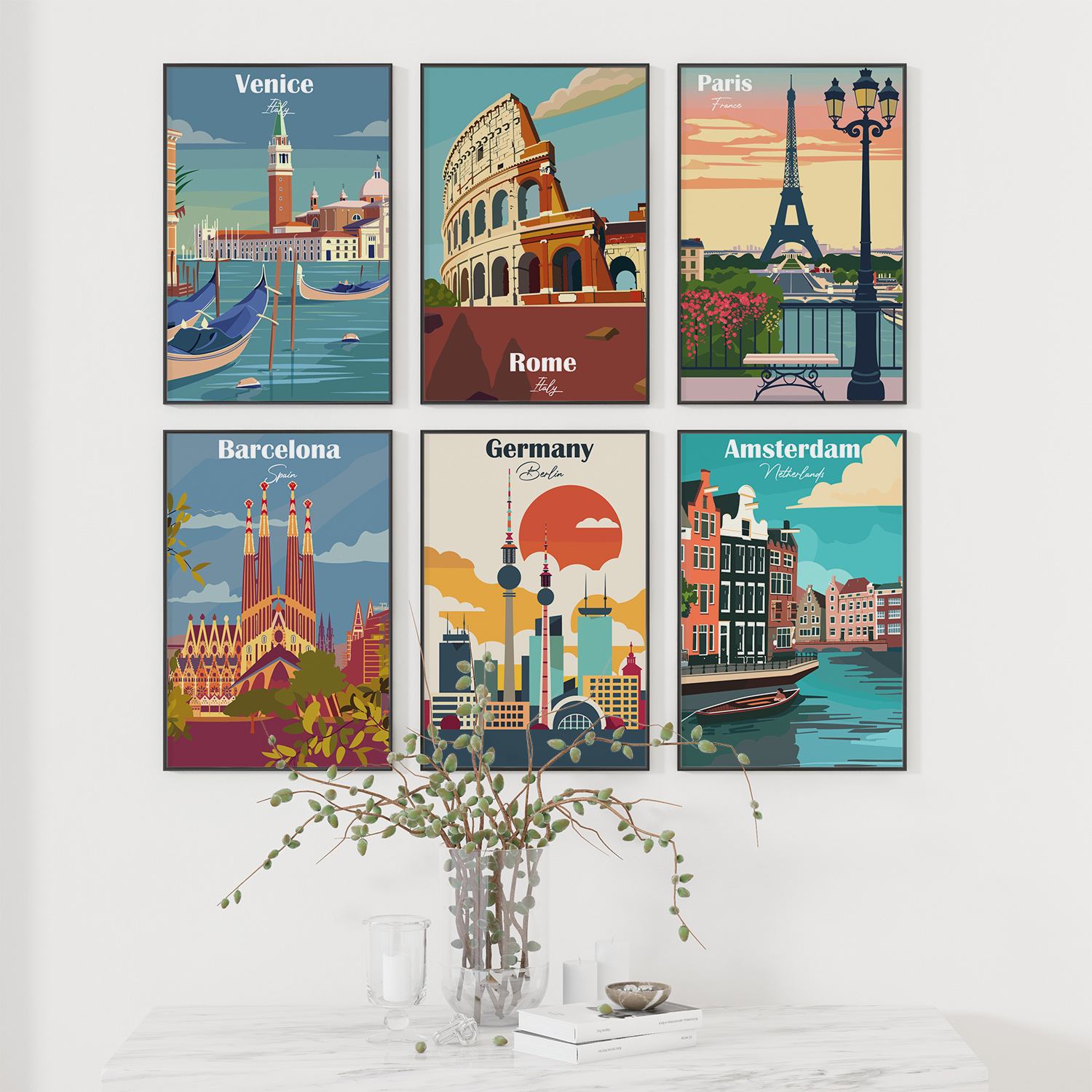 Affiche - Collection de Vues Urbaines Européennes / Ensemble de 6
