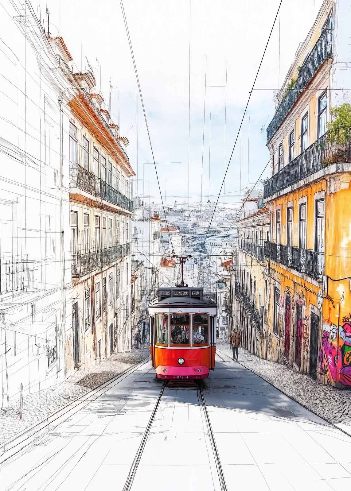 Affiche - Scène de Tramway à Lisbonne
