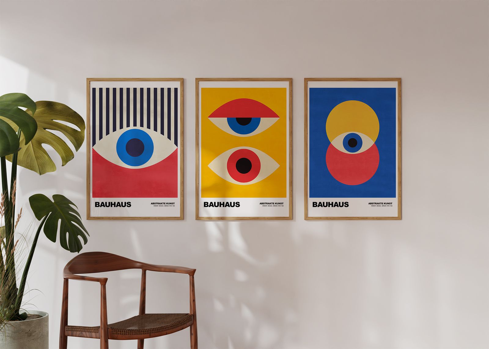 Affiche - Bauhaus Art Abstrait / Ensemble de 3