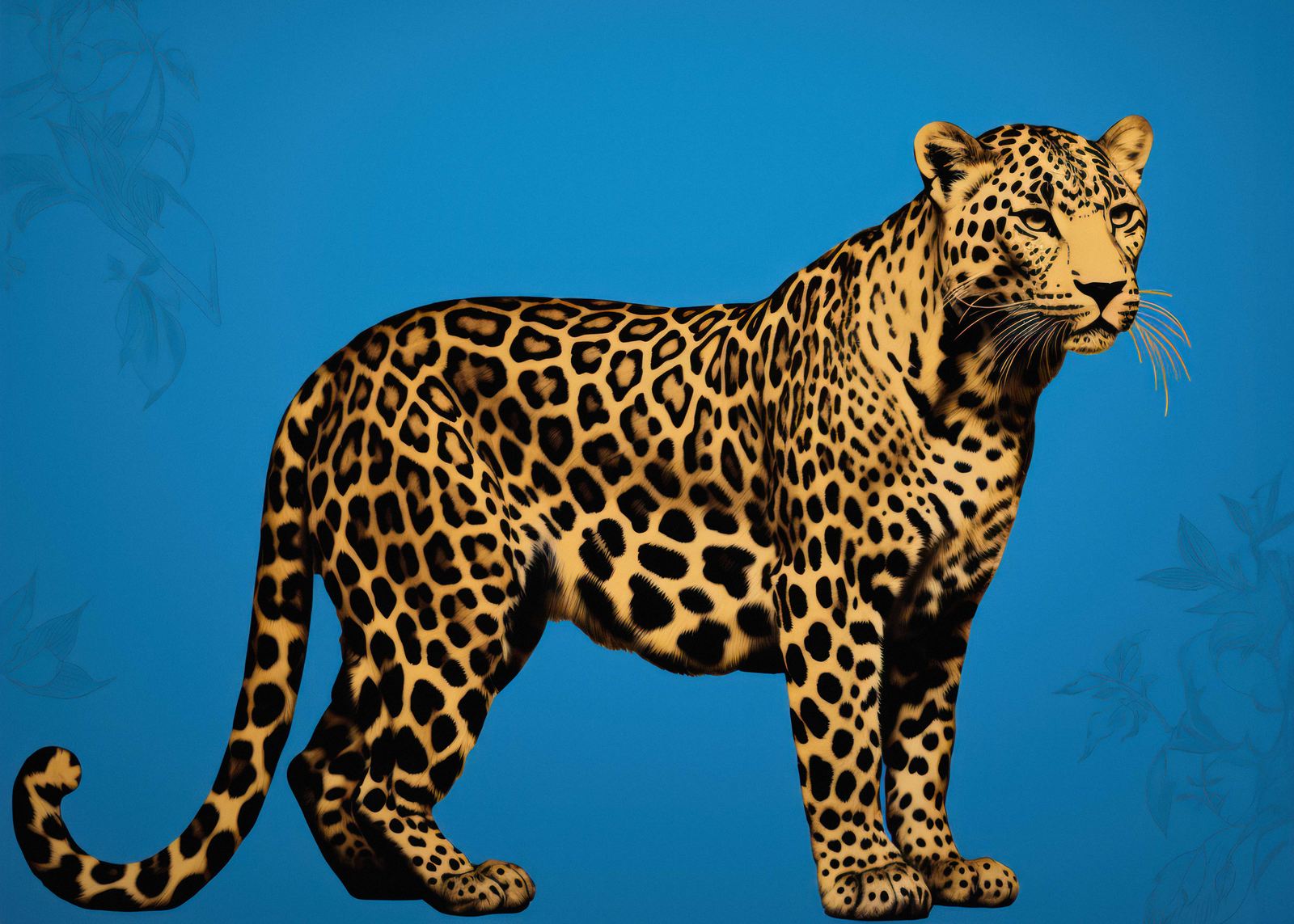 Affiche - Léopard sur Bleu