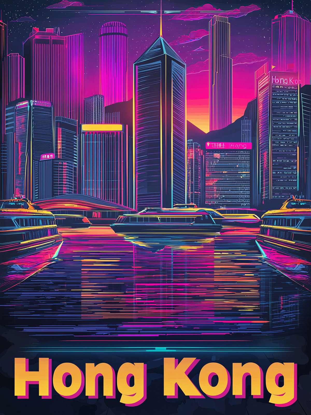Poster - Paysage urbain de Hong Kong