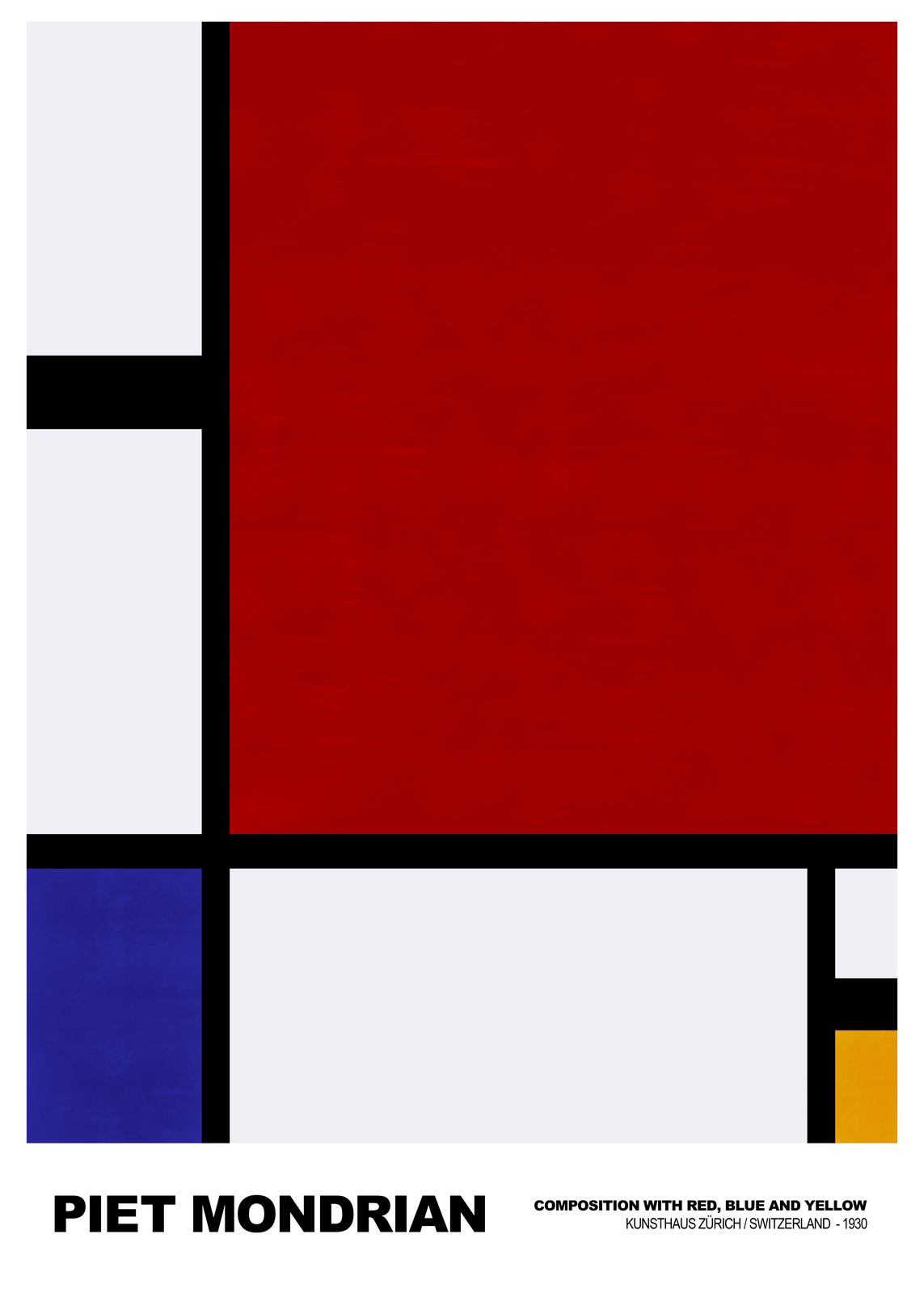Poster - Composition avec rouge, bleu et jaune