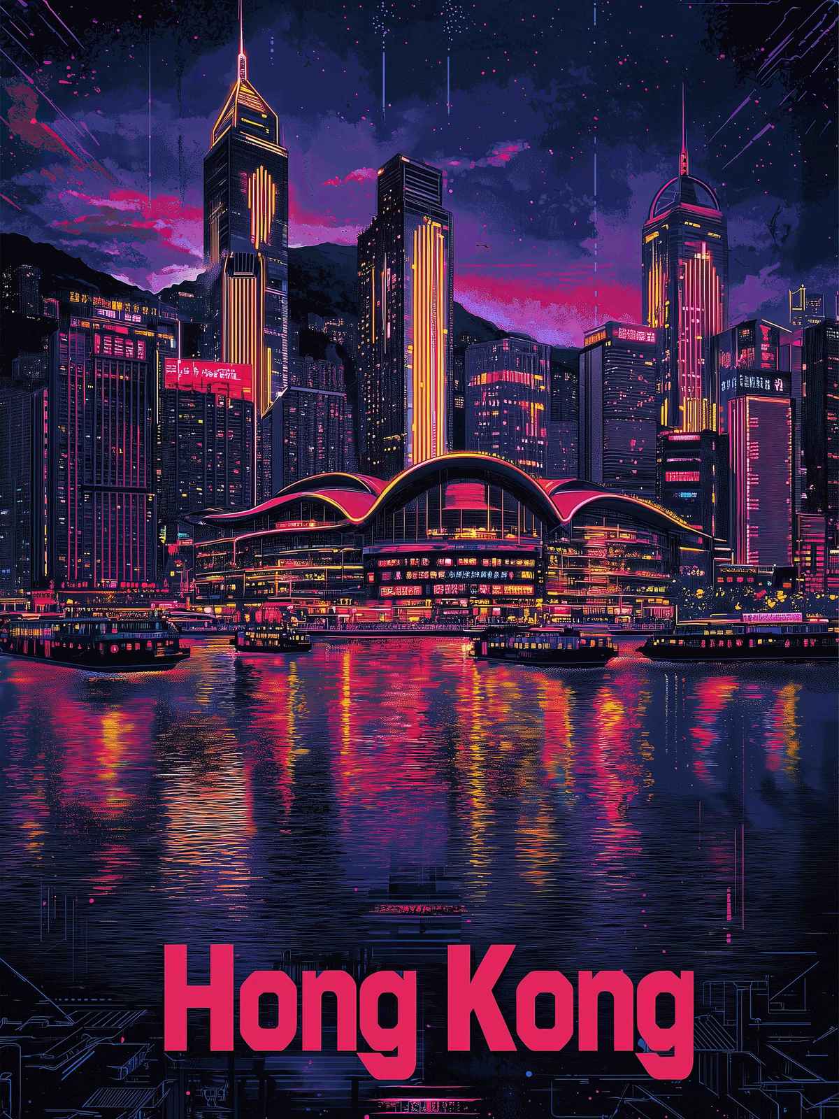 Affiche - Paysage urbain de Hong Kong
