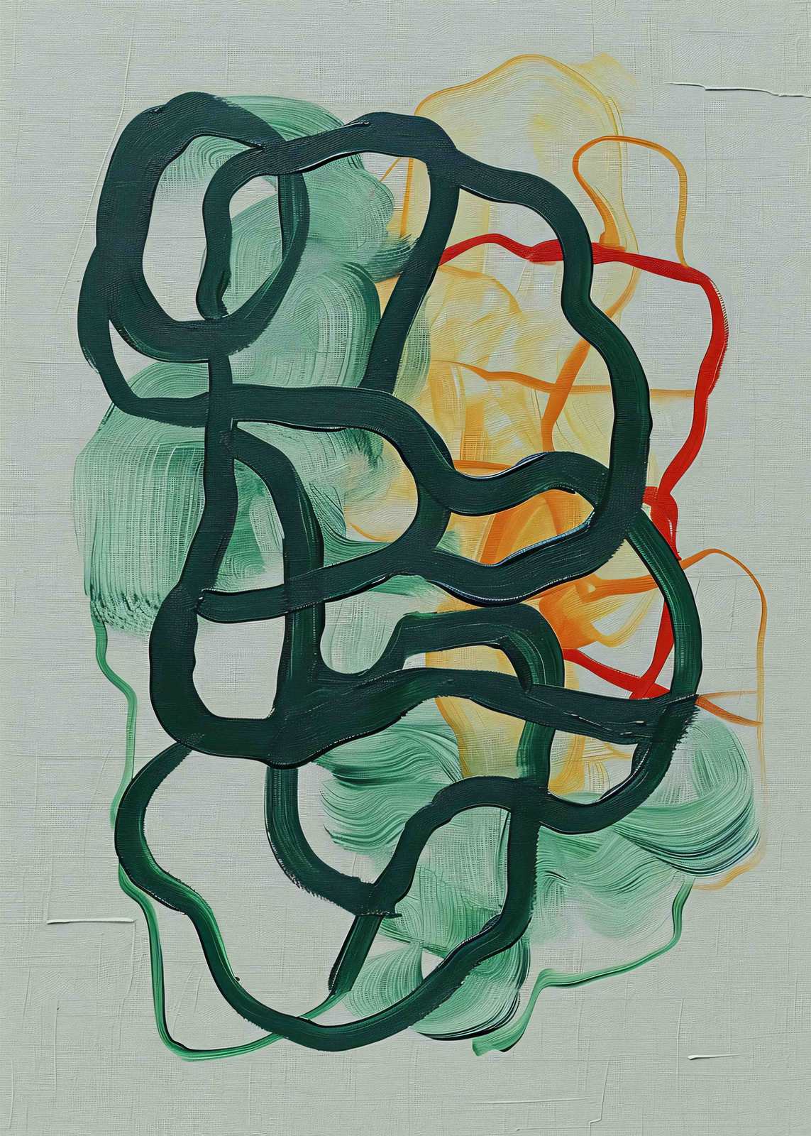 Affiche - Abstrait Vert et Orange