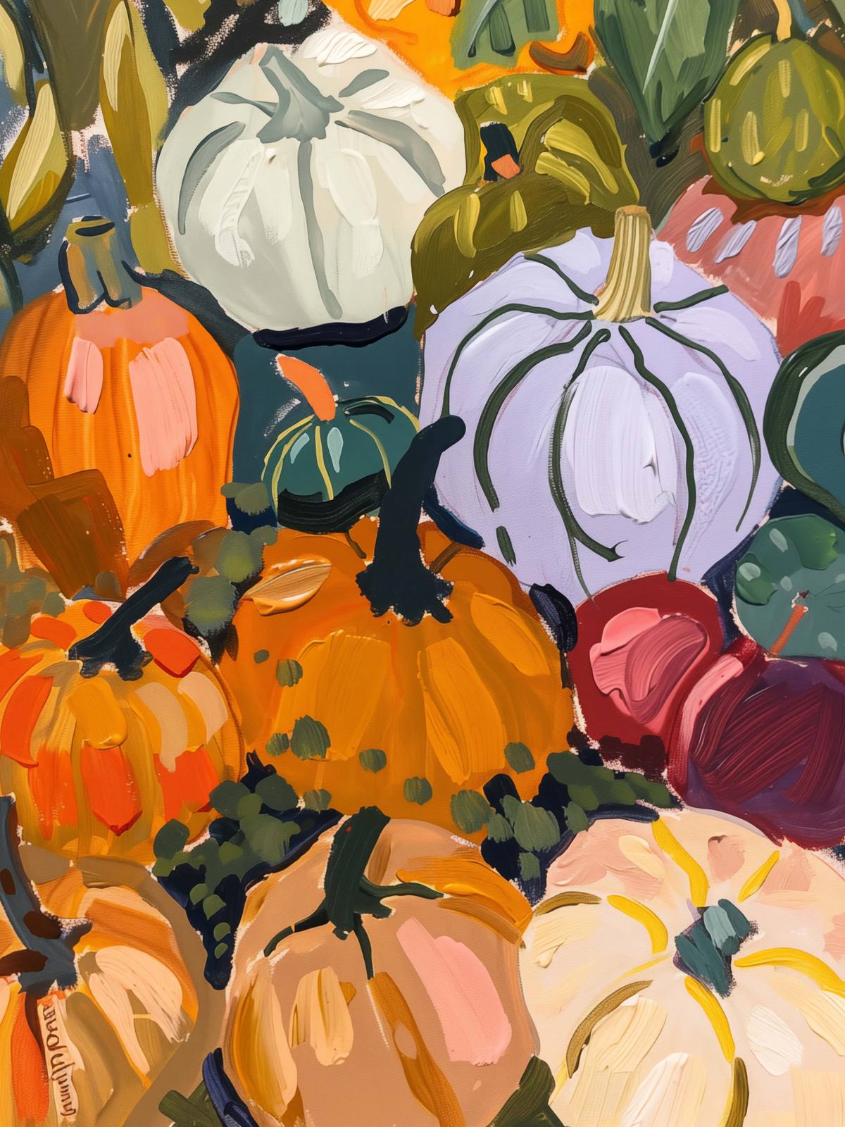 Affiche - Récolte de citrouilles d'automne