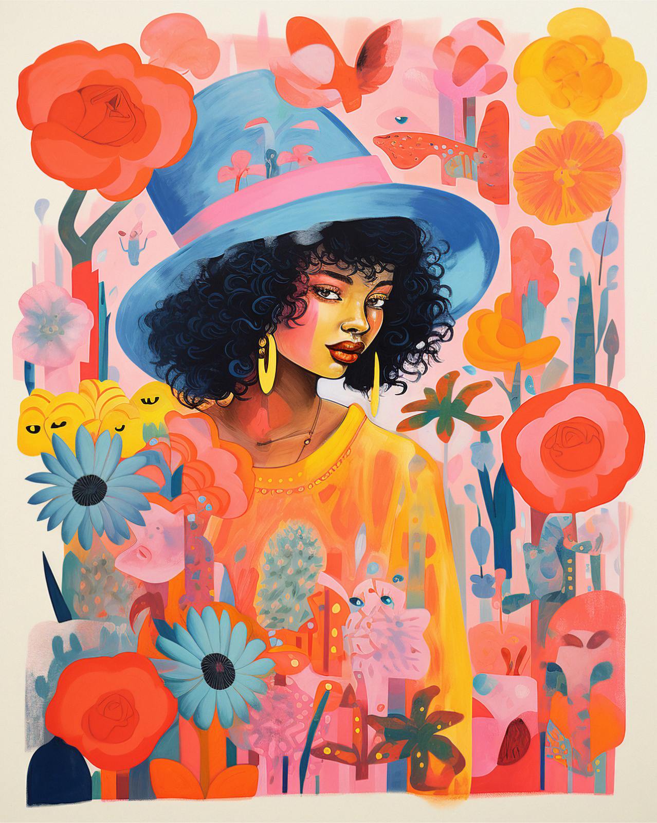 Affiche - Portrait Coloré d'une Femme