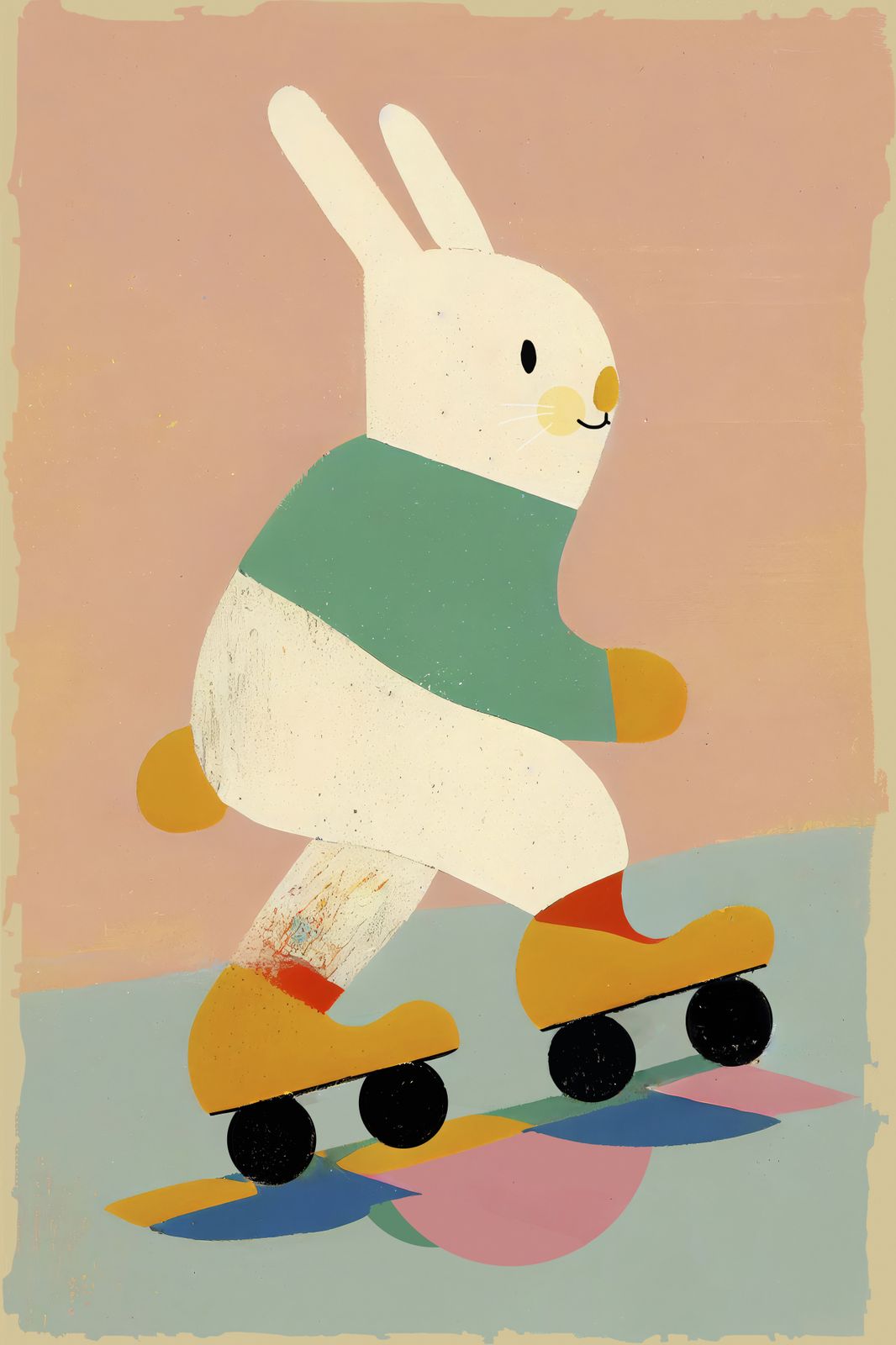 Affiche - Lapin en Roller