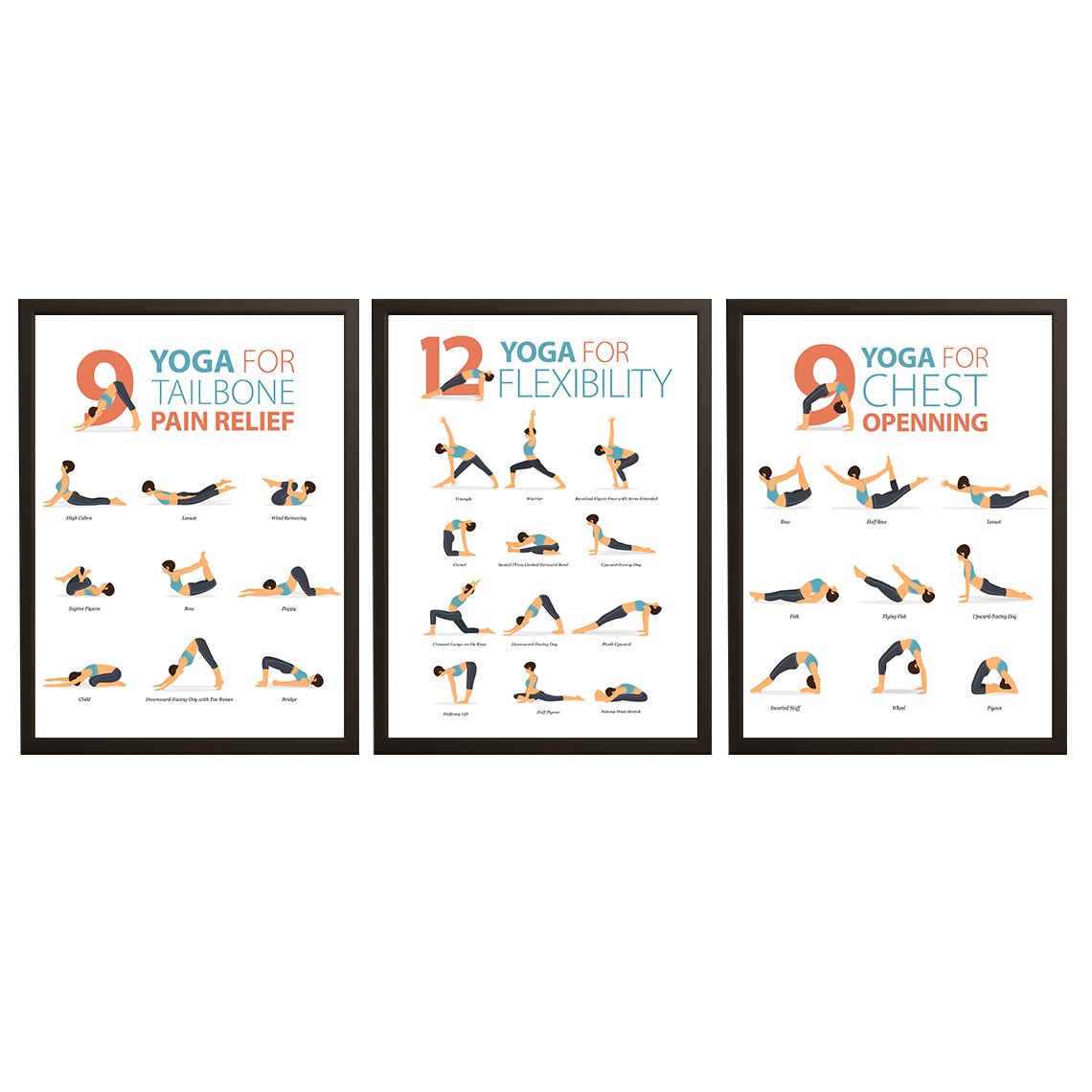 Poster - Ensemble de Poses de Yoga / Lot de 3