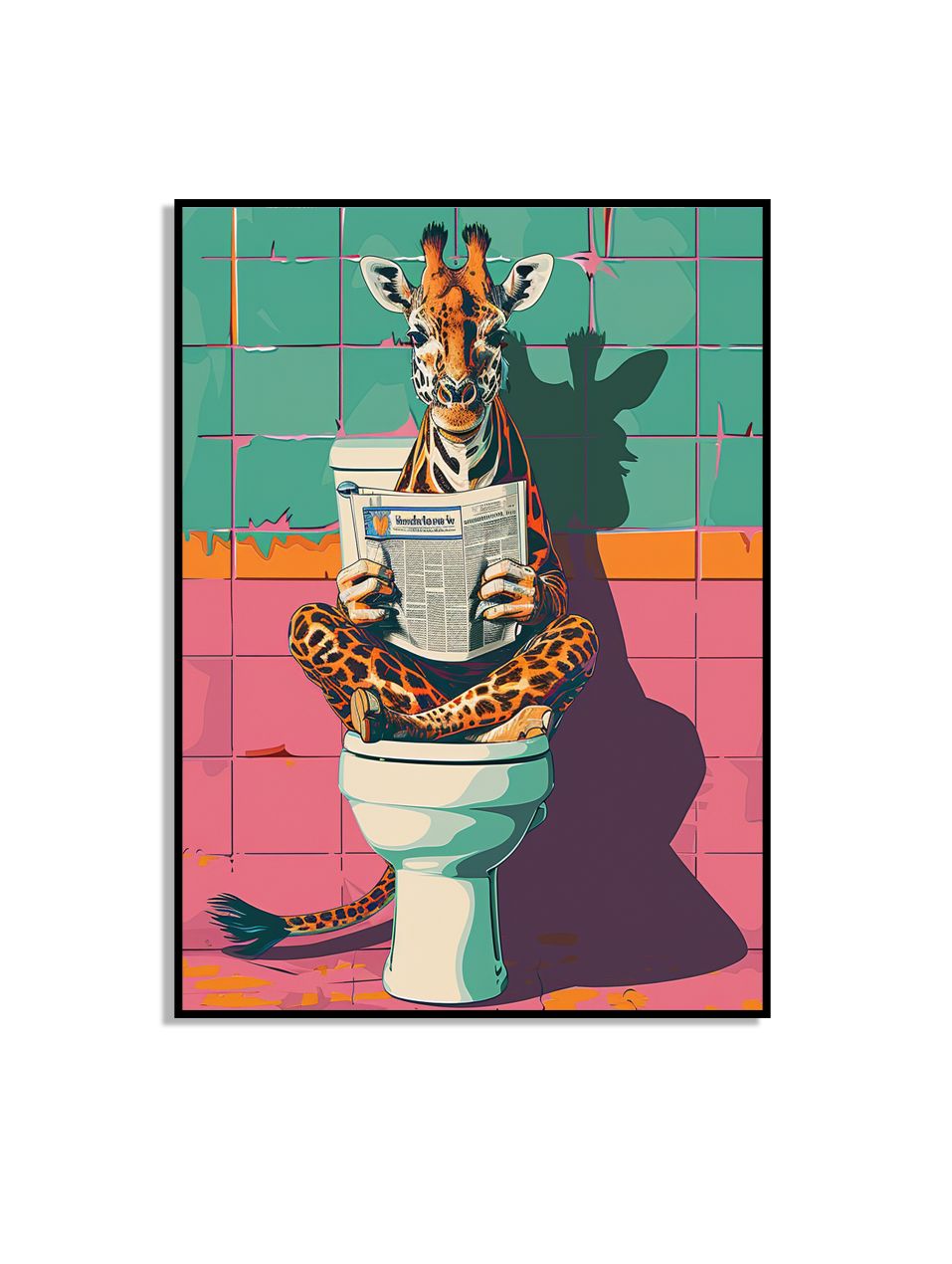 Girafe lisant un journal poster