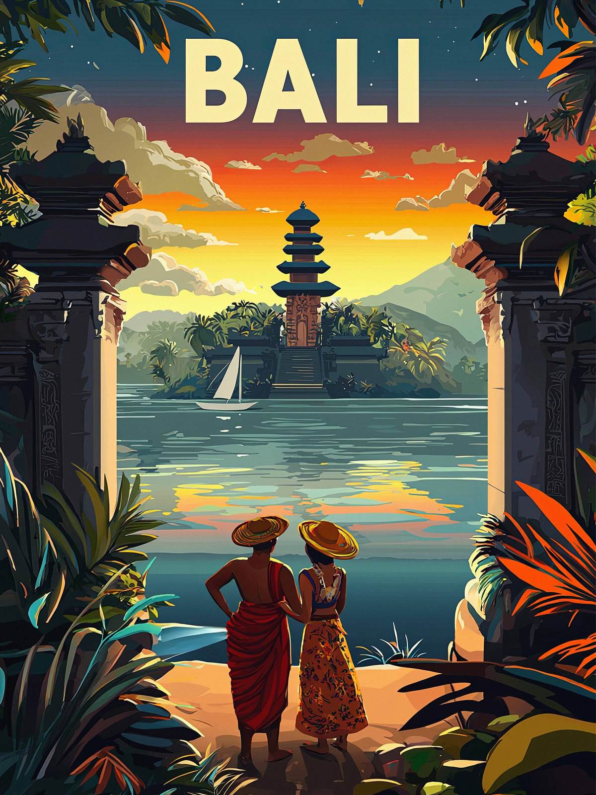 Affiche - Coucher de Soleil à Bali