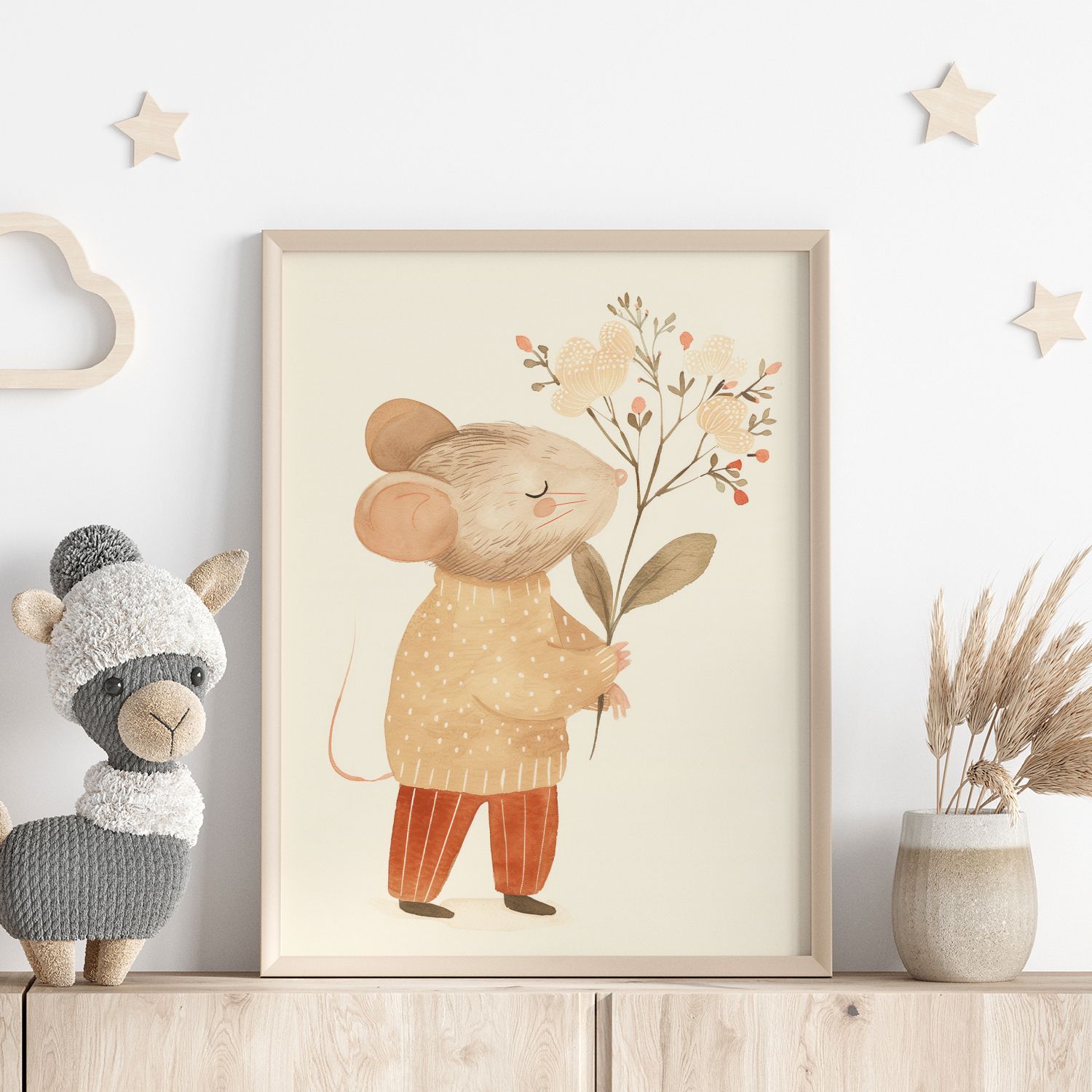 Affiche - Souris avec des fleurs