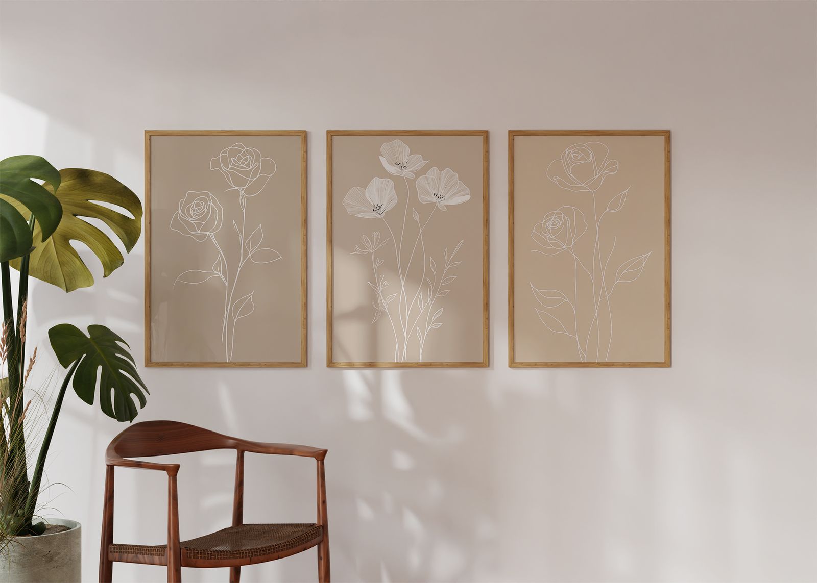 Poster - Art Ligne Florale / Jeu de 3