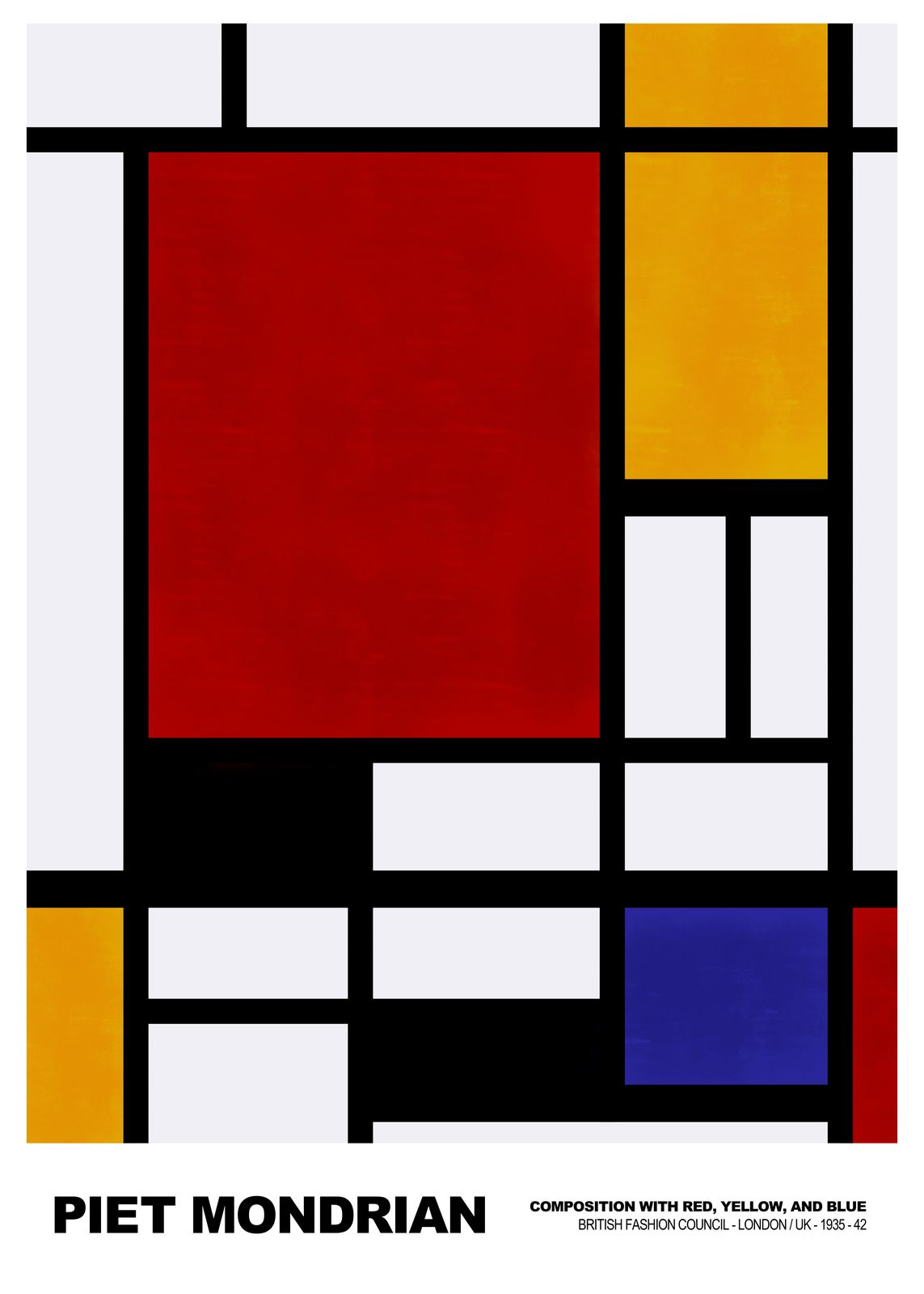 Poster - Composition avec rouge, jaune et bleu par Piet Mondrian